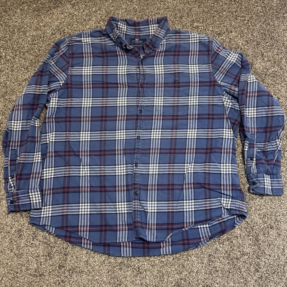 Vineyard Vines Shirt Mens XL Blue Plaid Slim Longshore Button Up Long‎ Sleeve